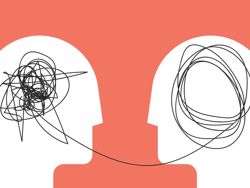 Two humans head silhouette psycho therapy concept. Therapist and Two humans head silhouette psycho therapy concept. Therapist and patient. Vector illustration for psychologist blog or social media post.